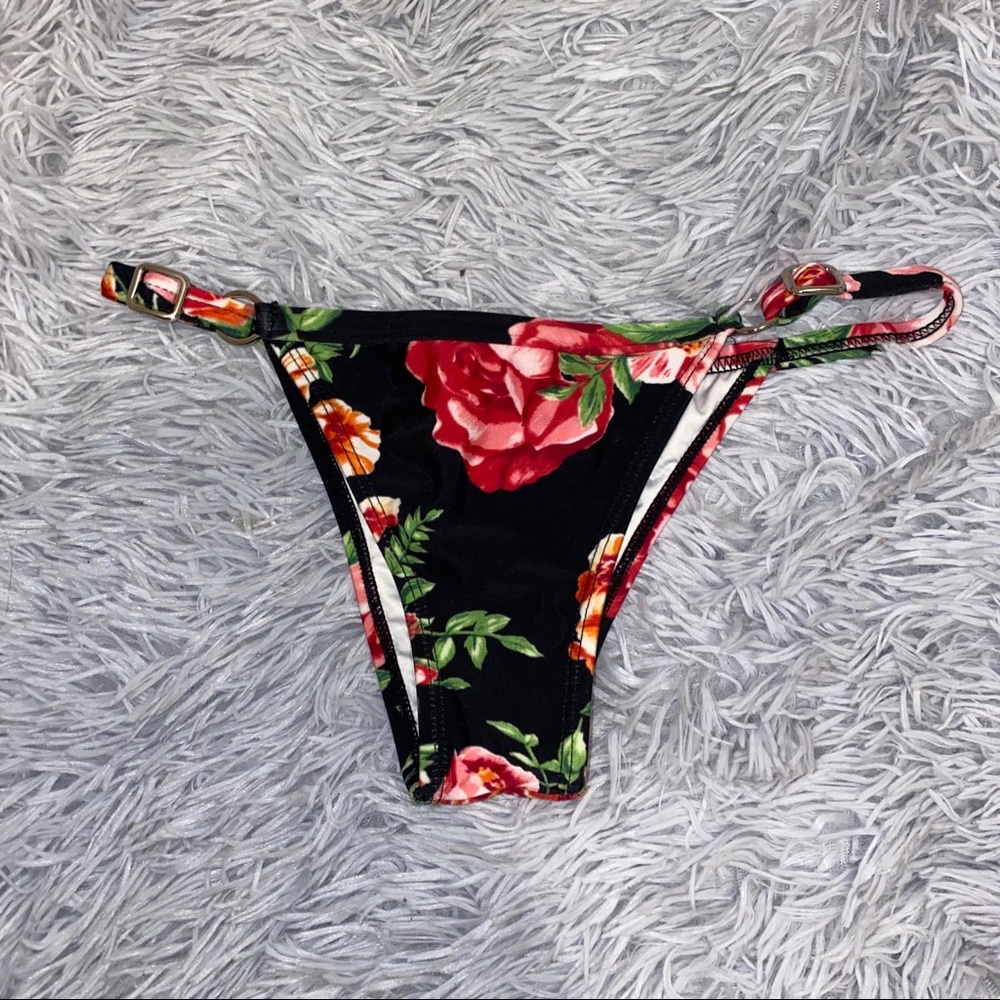Rose pattern Brazilian bikini bottoms